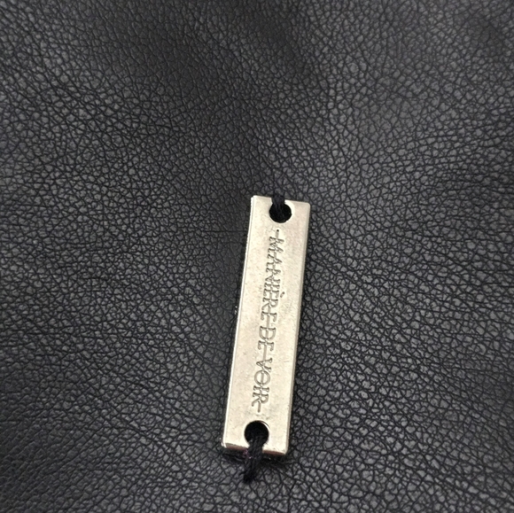 Maniere De Voir Black Leather Mini Skirt with Buckle and Chain - Picture 13 of 17